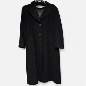 Vintage 80s/90s Black Wool Overcoat – 100% Pure Wool – Made in USA